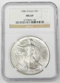 1986 SILVER EAGLE - NGC MS69