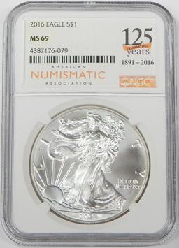 2016 SILVER EAGLE - NGC MS69 - ANA 125 YEARS HOLDER