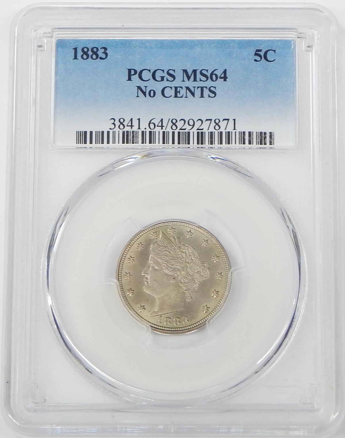 1883 NO CENTS LIBERTY NICKEL - PCGS MS64