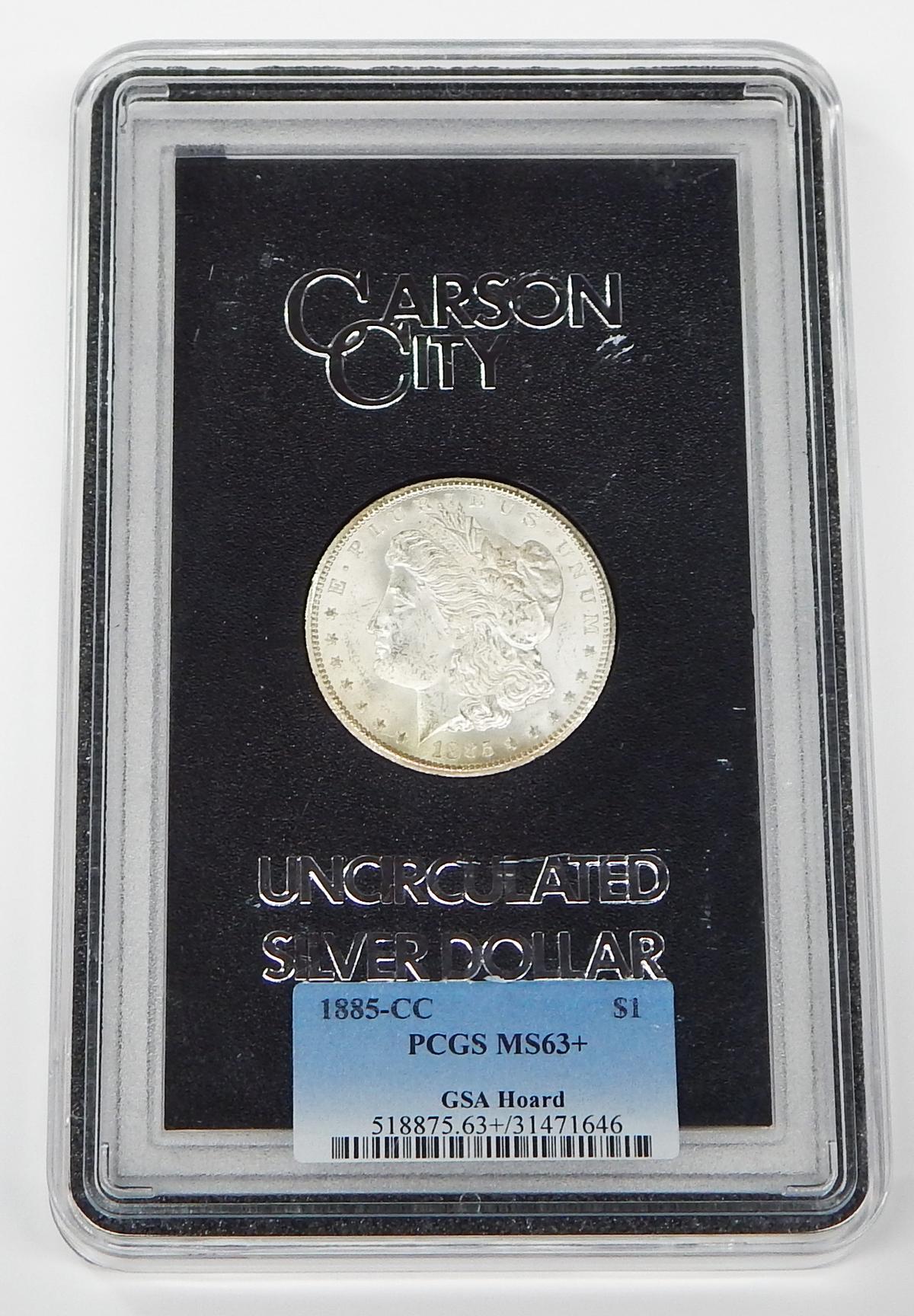 1885-CC MORGAN DOLLAR - GSA HOLDER - PCGS MS63+