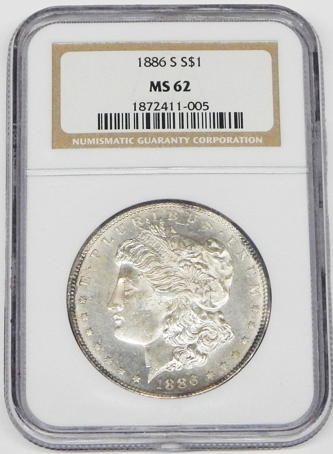 1886-S MORGAN DOLLAR - NGC MS62