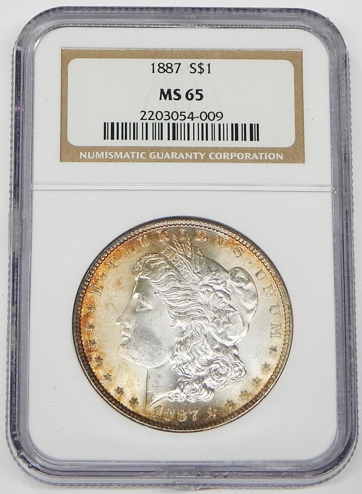 1887 MORGAN DOLLAR - NGC MS65