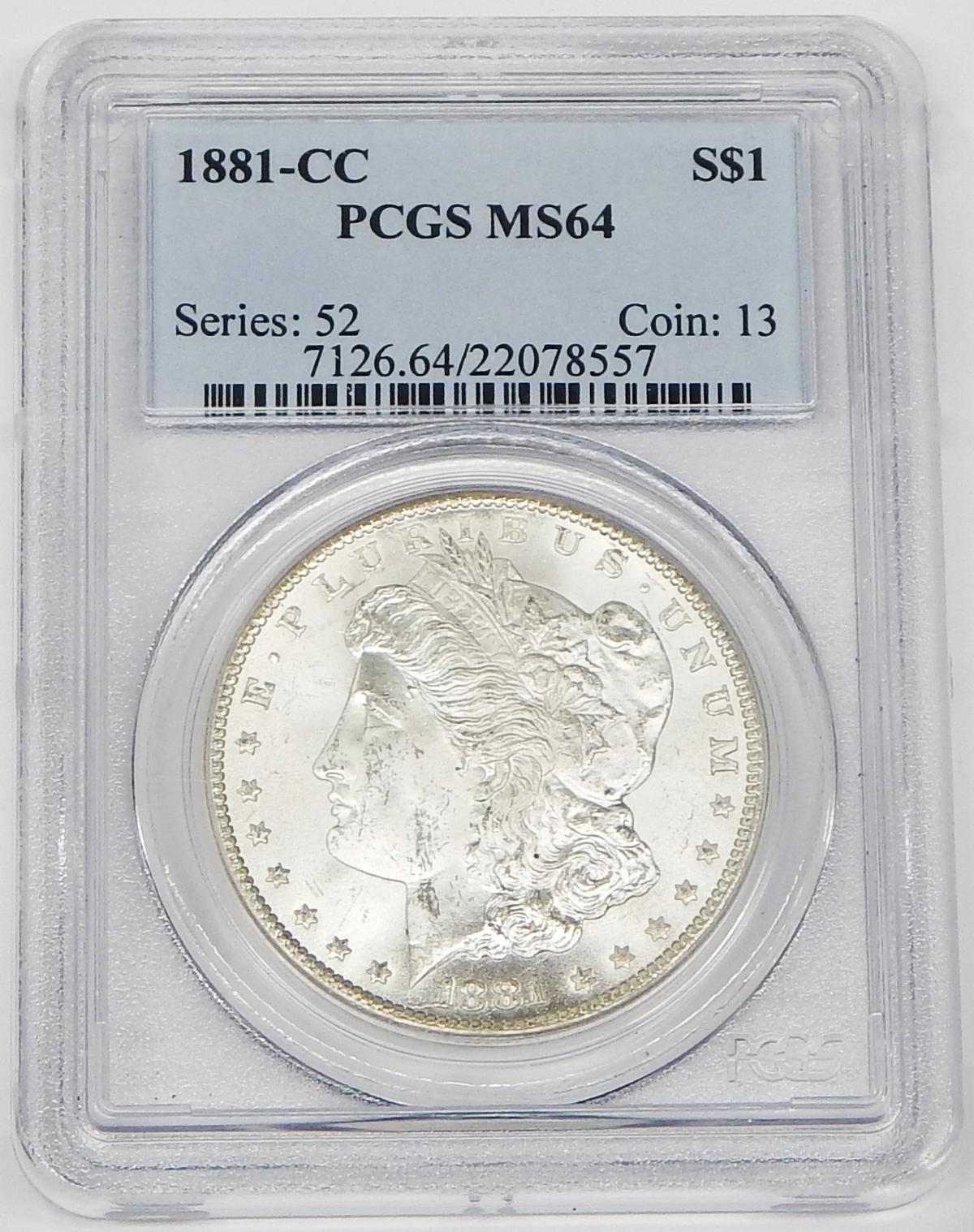 1881-CC MORGAN DOLLAR - PCGS MS64