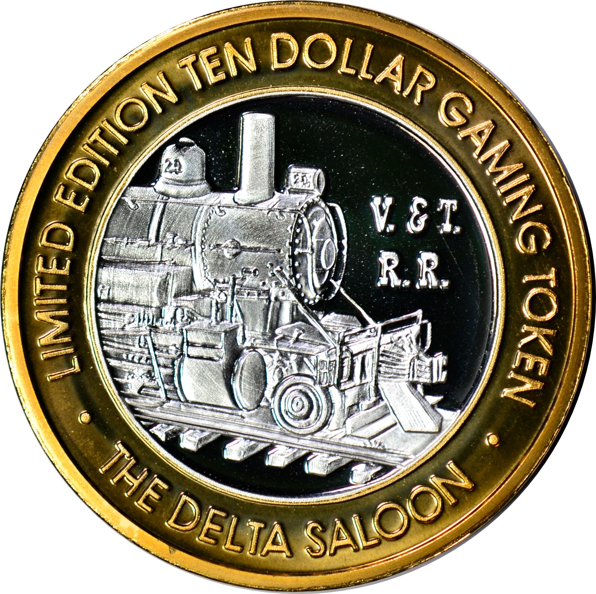 SILVER & BRONZE CASINO TOKEN - DELTA SALOON - VIRGINIA & TRUCKEE RAILROAD