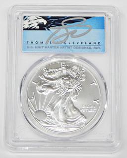 2021 TYPE 1 SILVER EAGLE - PCGS MS70 - SIGNED BY THOMAS CLEVELAND, MINT DESIGNER