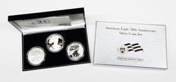 2006 20th ANNIVERSARY THREE-COIN SILVER EAGLE SET in BOX with COA