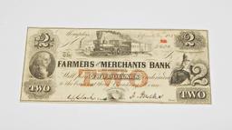 1852 $2 FARMERS' and MERCHANTS' BANK of MEMPHIS, TN