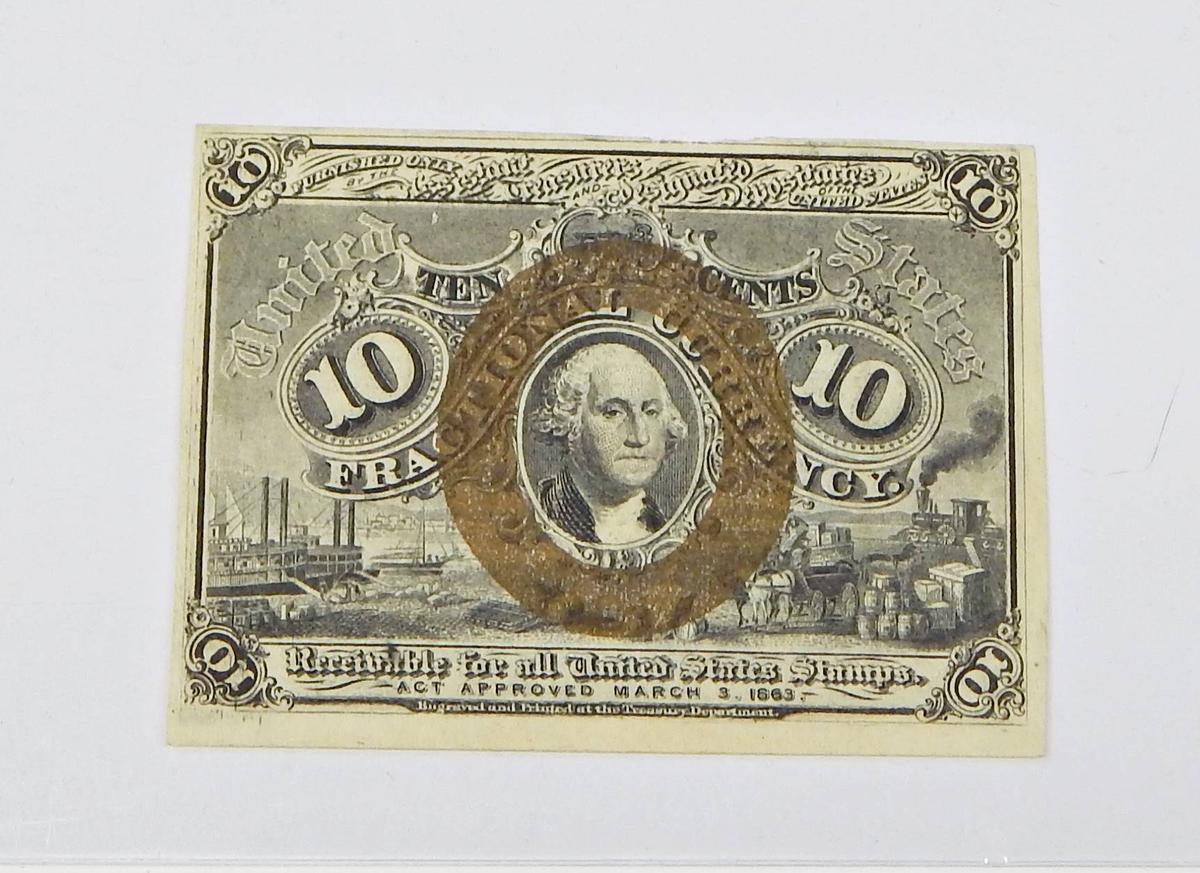 FRACTIONAL CURRENCY - SECOND ISSUE 10 CENT NOTE, "18-63" and "S"
