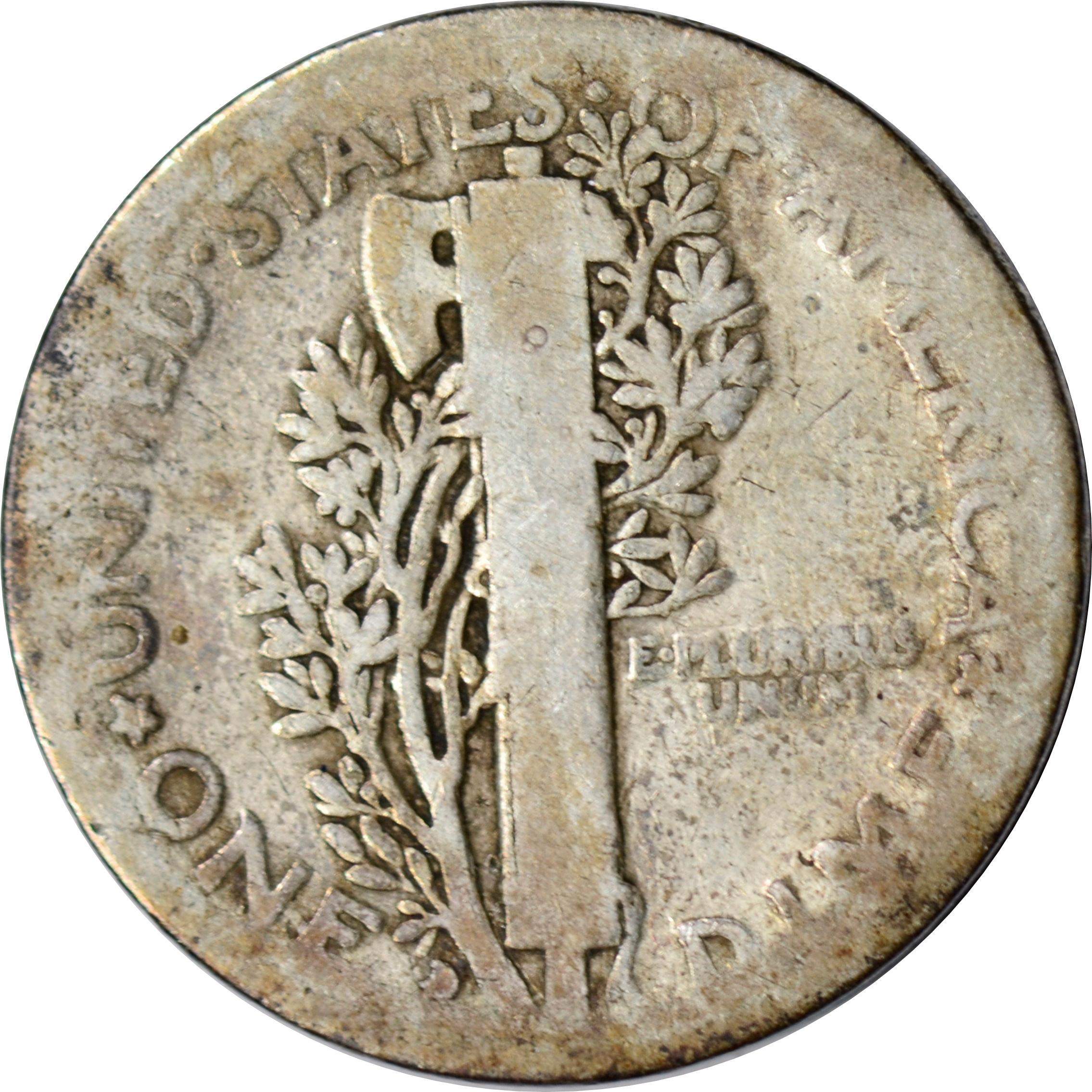 1916-D MERCURY DIME - ABOUT GOOD