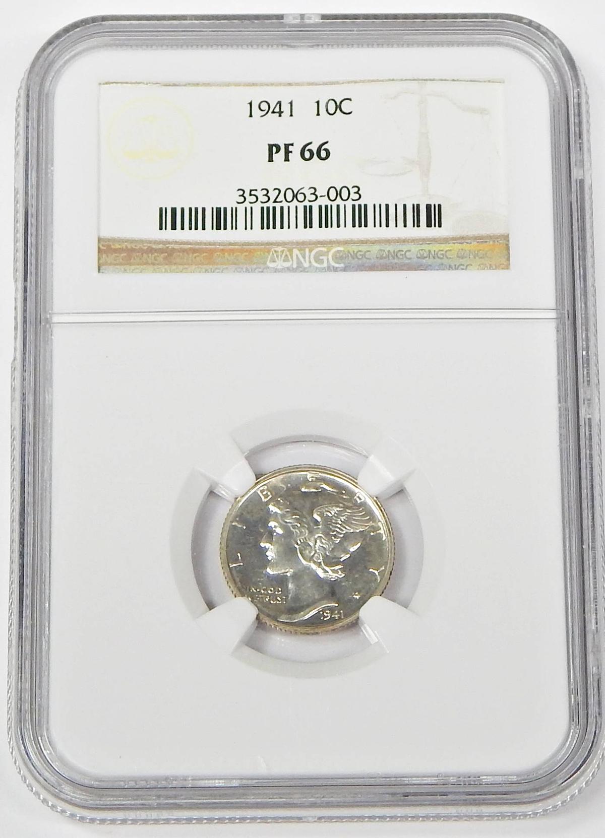 1941 PROOF MERCURY DIME - NGC PF66