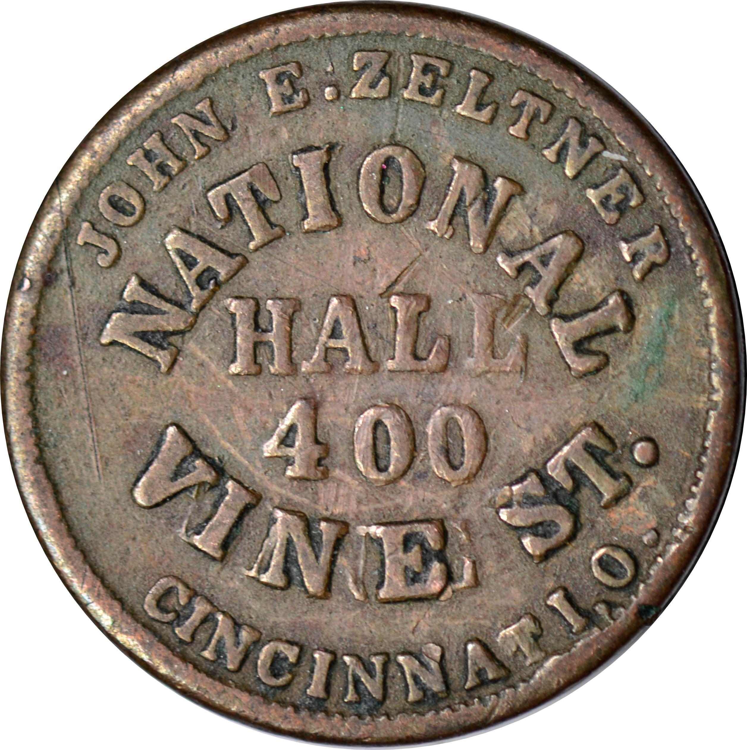 1863 CIVIL WAR STORE CARD - JOHN E. ZELTNER, CINCINNATI