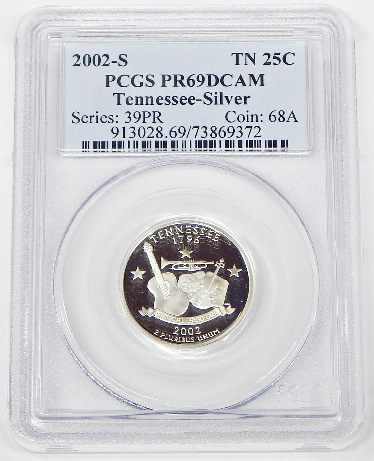 2002-S SILVER TENNESSEE STATE QUARTER - PCGS PR69 DCAM