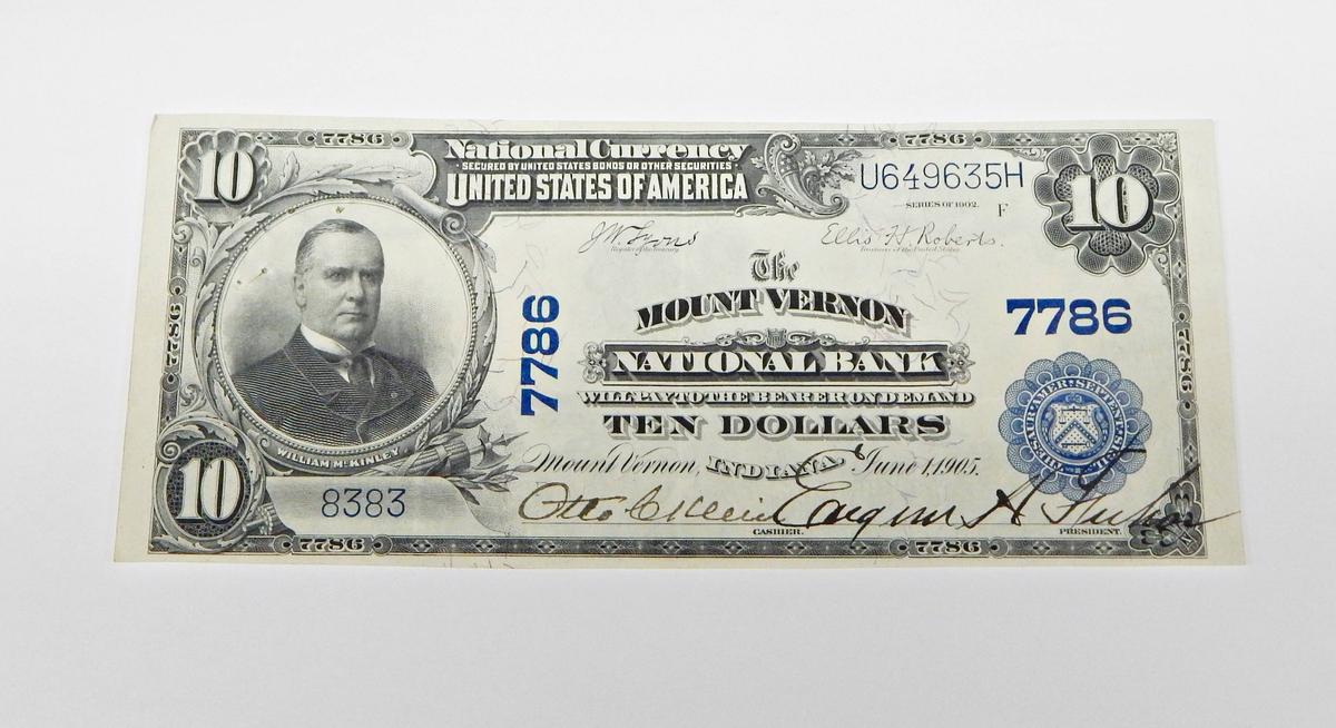 1902 $10 NATIONAL CURRENCY - MOUNT VERNON NATIONAL BANK, INDIANA