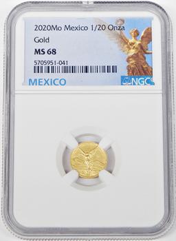 MEXICO - 2020 1/20 OZ GOLD ONZA - NGC MS68 - TINY MINTAGE of 700