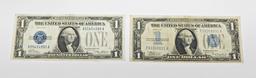 TWO (2) $1 FUNNYBACK SILVER CERTIFICATES - 1928 & 1934