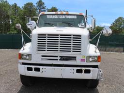 1998 International 8100 Flat Bed w/ Forklift Carrier