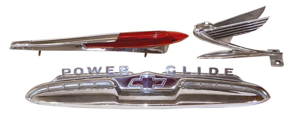 Automotive Ornaments (3), Chevrolet, 2 hood, 1 w/red