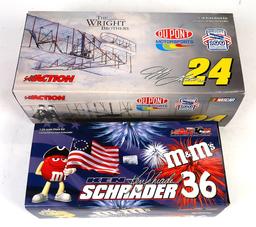 Action Cars (2), DuPont Motorsports 1:18 & 1:24 scale, MIB, largest 10" L.