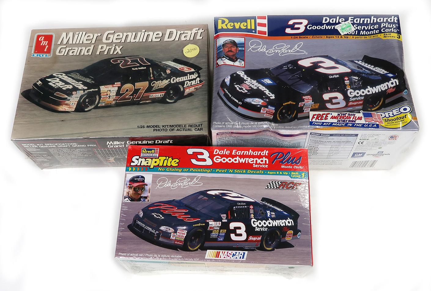 Nascar Models (3), 2 Revell & 1 AMT, New cond, 8" L.