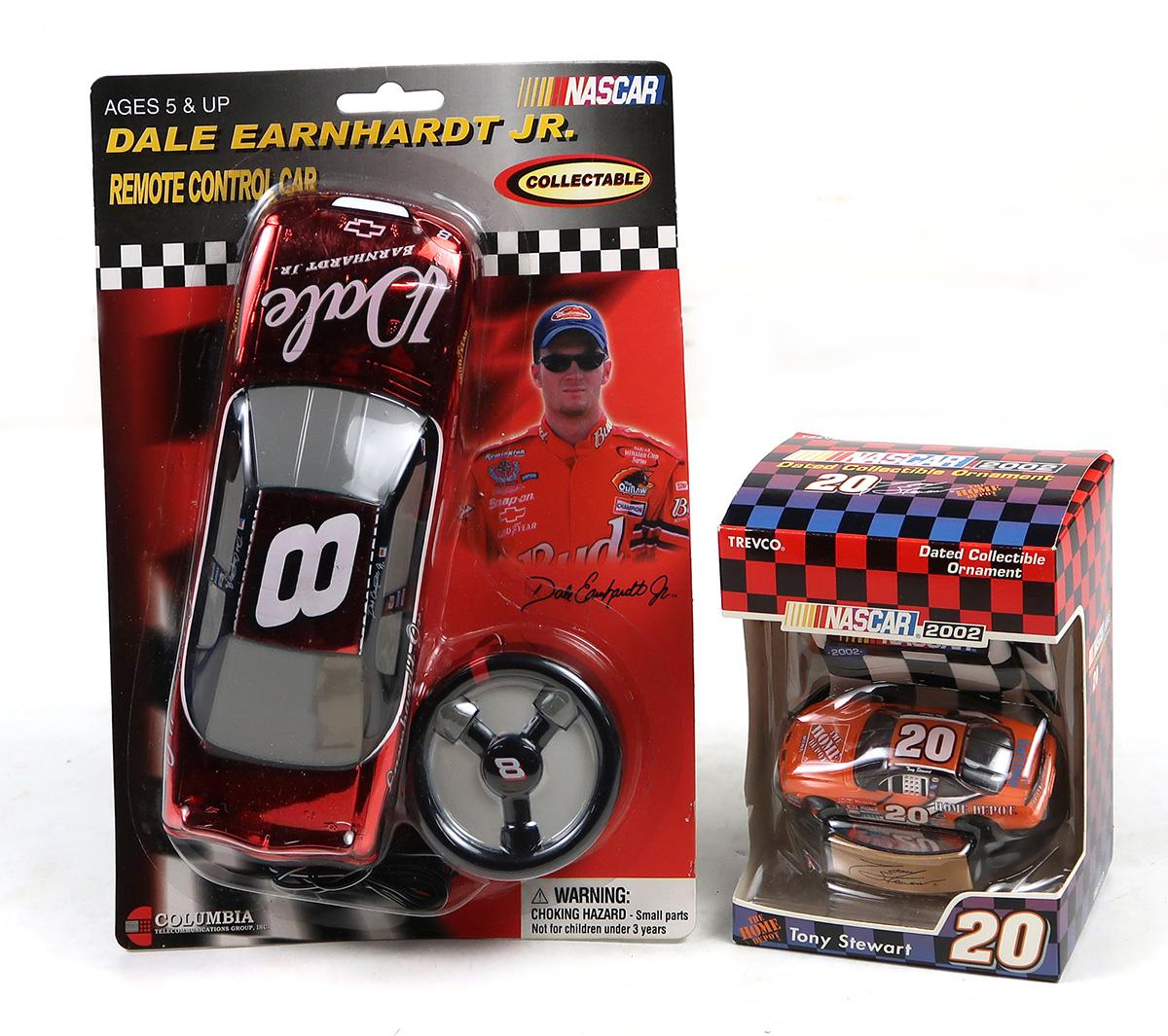 Nascar Collectibles (2), Dale Earnhardt Jr RC car & Tony Stewart ornament,