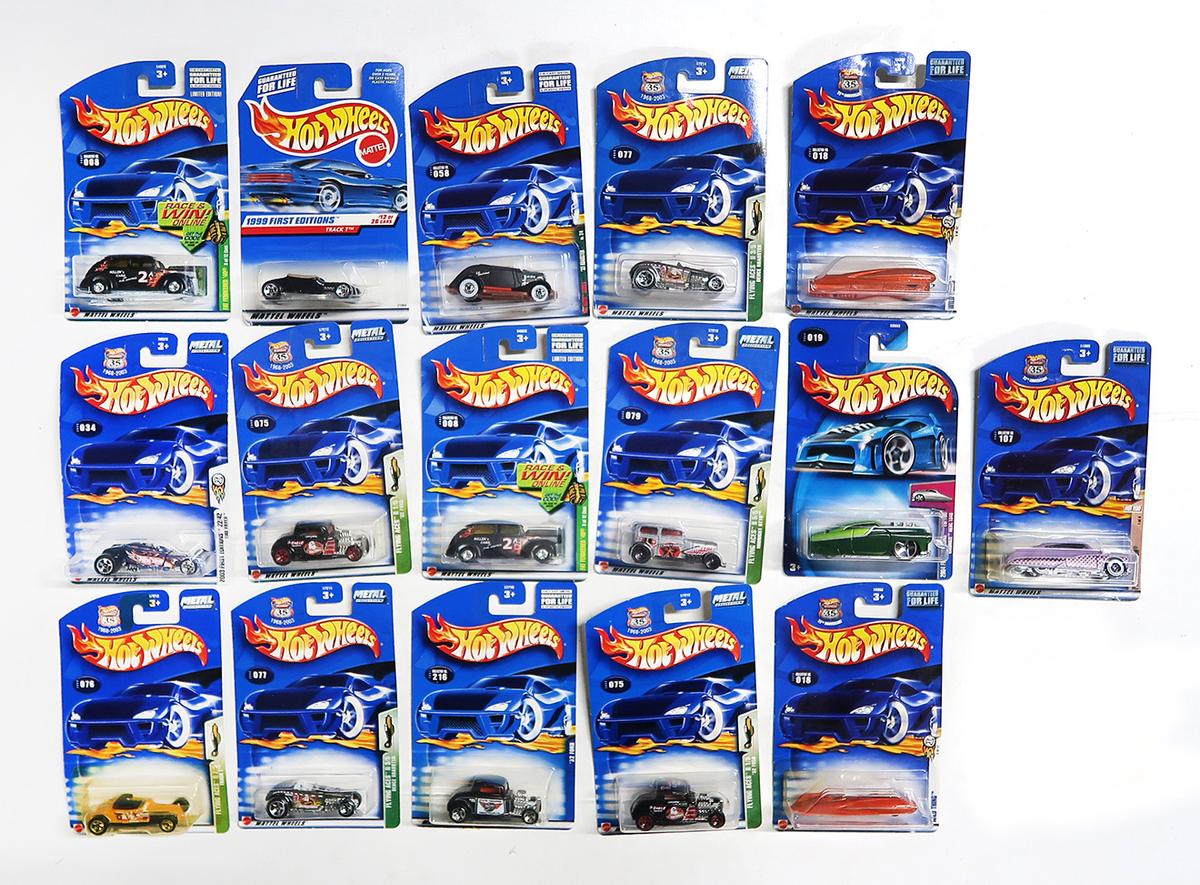 Hot Wheels Miniatures (16), mostly Street Rods, die-cast, Mint in bubble pa