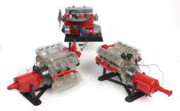 Model Engines (3), two visible type & a Nascar straight 8 w/controls, Good+