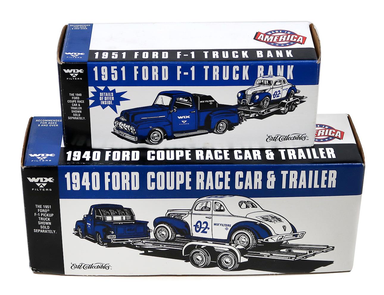 Toy Scale Models (2), 1951 Ford F-1 Truck Bank & 1940 Ford Coupe Race Car w