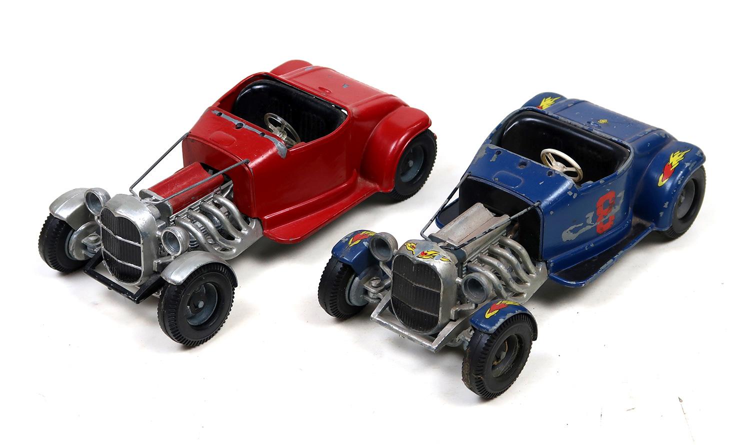 Toy Scale Models (4), Hubley (2) 1932 Ford Hot Rods, Road Tough, 1955 Thund