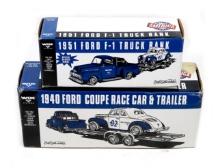 Toy Scale Models (2), 1951 Ford F-1 Truck Bank & 1940 Ford Coupe Race Car w