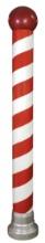 Barber Shop Decorative Pole, painted 8"Dia tube w/plastic globe, contempora