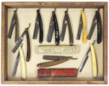 Barber Shop Razor Collection, 10 straight-edge folding razors, incl 1893 Co