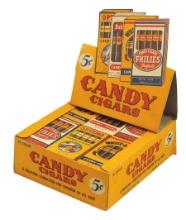 Candy Store Candy Cigar Counter Display, colorful cdbd w/diecut marquee & 2