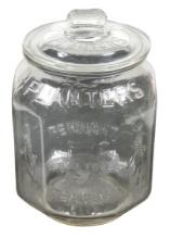 Planters Peanut Pennant 5 Cent Jar, 8-sided embossed glass jar w/Mr. Peanut