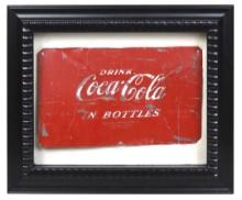 Coca-Cola Embossed Panel, cooler cut-out in shadow box frame, Exc cond, 15"