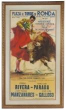 Bull Fighters Poster, large colorful litho for the Plaza of Toros-Ronda, Sp