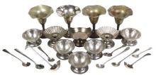 Soda Fountain Items (21), variety of vintage metal cup holders, spoons & co