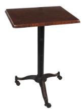 Automobilia Equipment Stand, oak top w/iron tripod base on castors by Auto