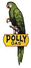 Petroliana Sign, Polly Gas, SSP reproduction, large colorful parrot, some s