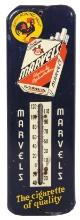 Tobacco Thermometer, Marvels Cigarettes, "Worth Crowing About", metal w/cig