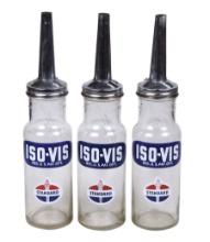 Petroliana Iso-Vis Oil Bottles (3), Standard Oil enameled labels on glass w