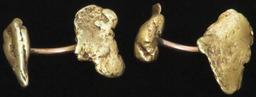 Pair of Gold Nugget Cufflinks - nuggets tests 18+K posts tests 14K. Approx 12.2 grams