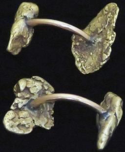 Pair of Gold Nugget Cufflinks - nuggets tests 18+K posts tests 14K. Approx 12.2 grams