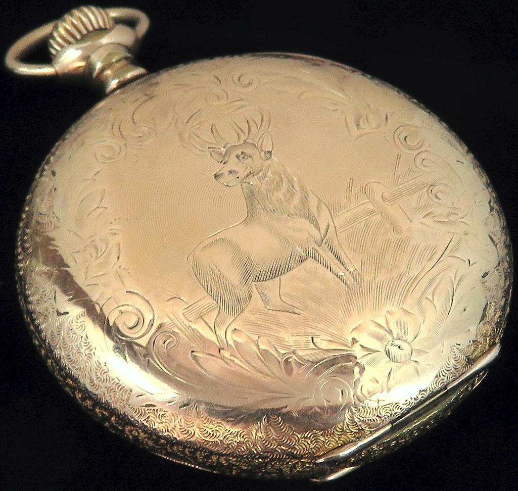 Hampden Pocket Watch in Dueber Watch Case original paper insert in case. 17Jewels mov# 1583314.