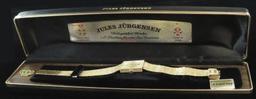 Man's 17 Jewels Jules Jurgensen - Watch & Basket Weave Bracelet marked 14K. Mov# 875276.