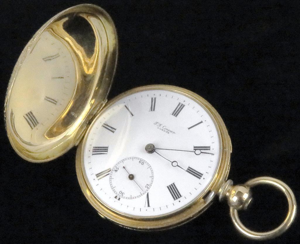 Antique T.F. Cooper London Pocket Watch - Enameled Gold Case.