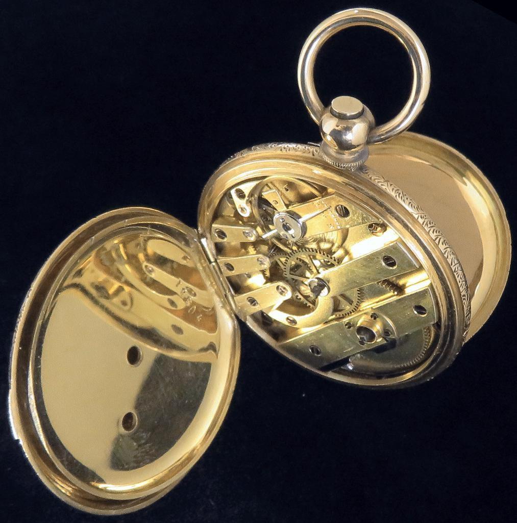 Antique T.F. Cooper London Pocket Watch - Enameled Gold Case.