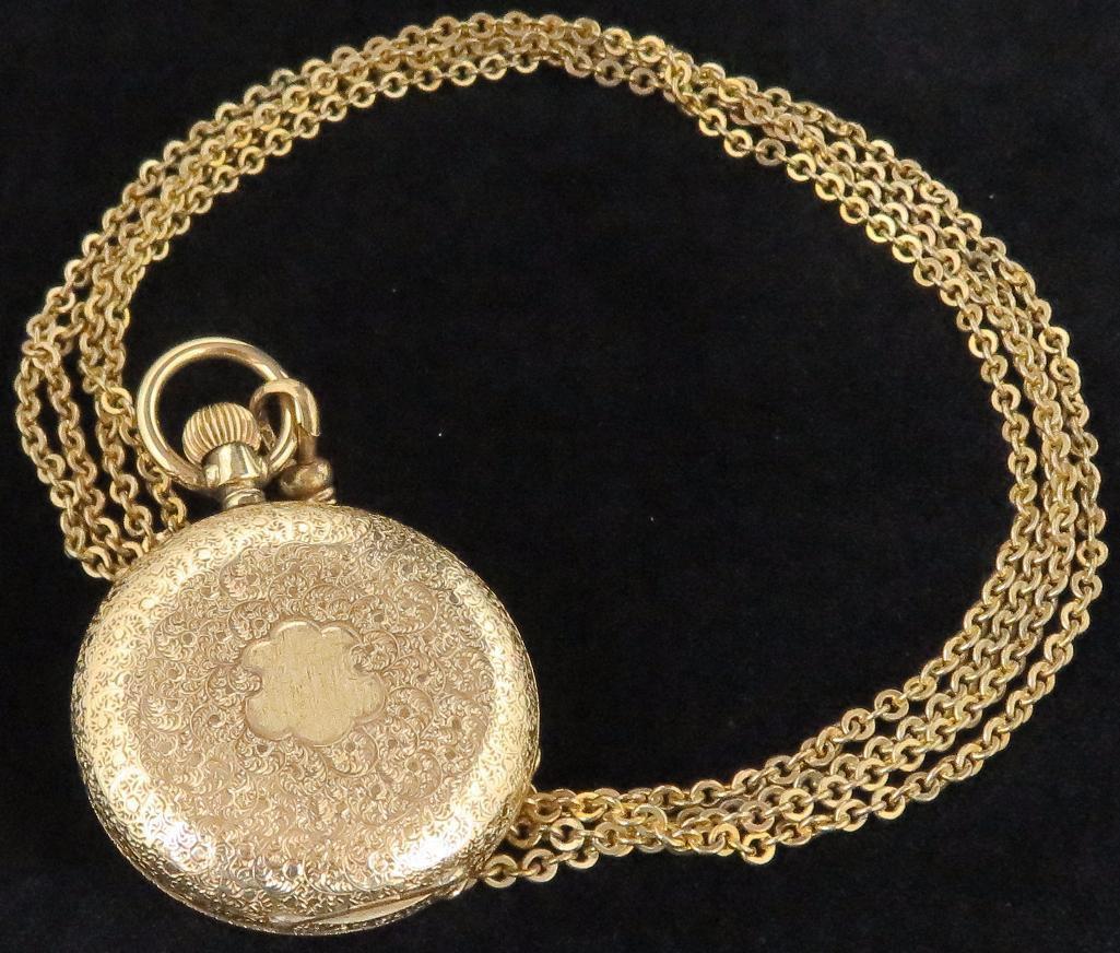 Geneve Pocket Watch - No. 34233 Cylander 10 Rubis 14K Case. With Watch Fob.