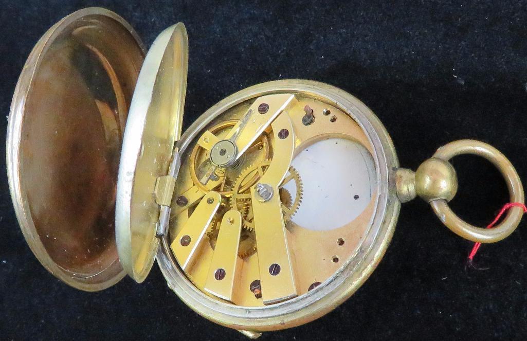 Lot of (2) unnamed antique Pocket Watches Windmill Case on one and H. Zuhlke Watch Holder on other -