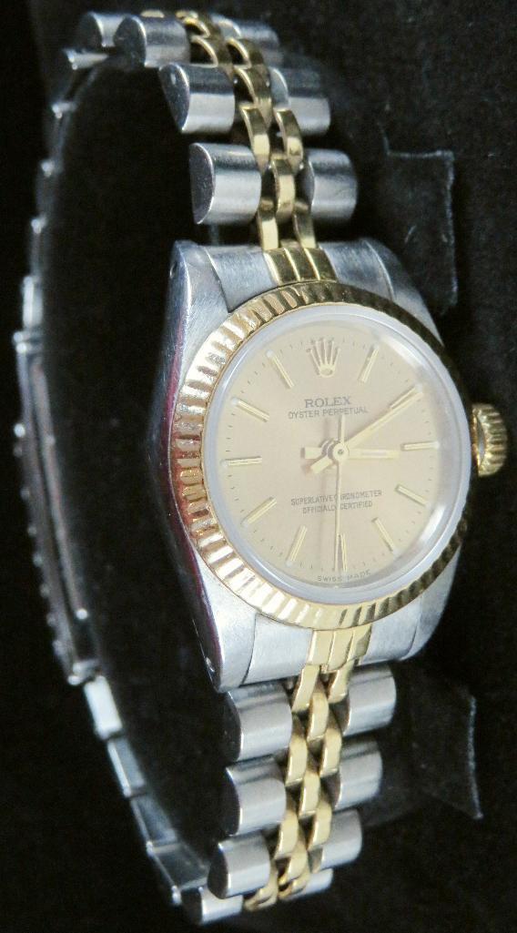 Rolex: Ladies Two-Tones 18K & Stainless Rolex Watch.