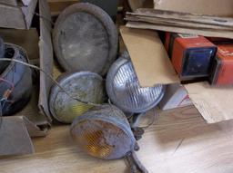 Large lot of mostly 1930's to 1950's Car Parts and Accessories. Philco Car Radio, Head Lamps & more
